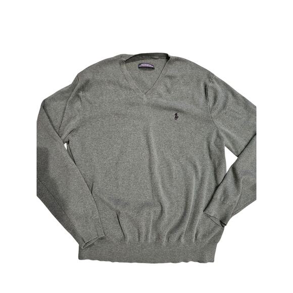 Ralph lauren Pima cotton hunter green mens pullover v neck light sweater large - Picture 2 of 10